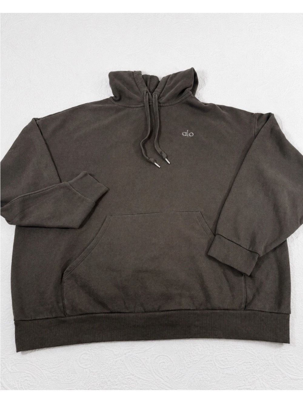Alo Yoga Accolade Hoodie Women Size XL  Brown Oversized Pullover Sweatshirt